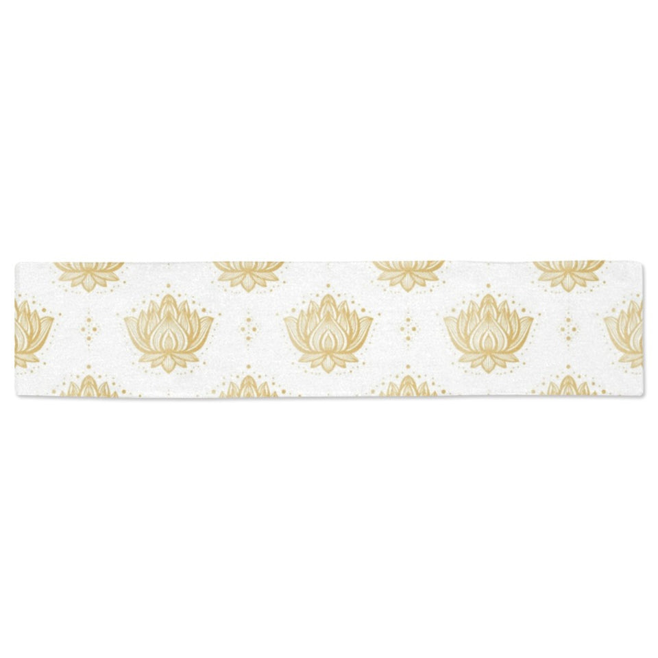 Gold Ornamental lotue waterlily symbol pattern Table Runner