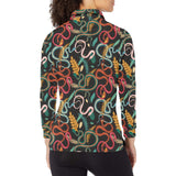 Colorful snake plant pattern Women's Long Sleeve Polo Shirt