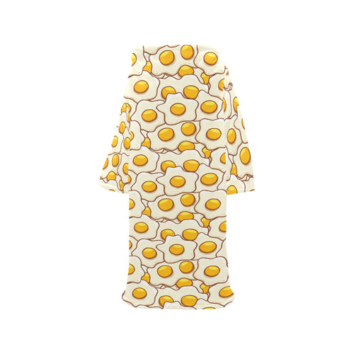 Fried Eggs Pattern Print Design 02 Blanket Robe with Sleeves