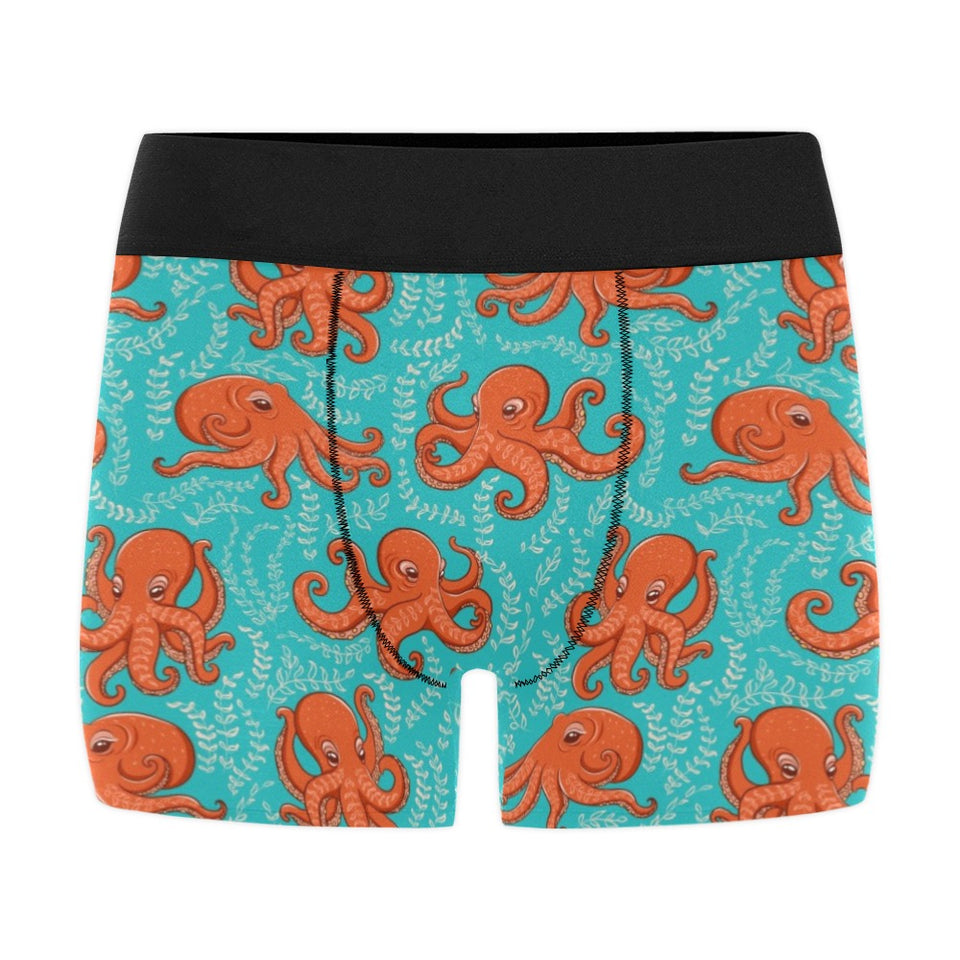 Octopus turquoise background Men's All Over Print Boxer Briefs Men's Underwear