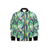 Colorful parrot exotic flower leaves Kids' Boys' Girls' Bomber Jacket