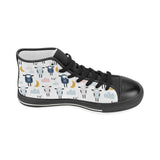 Cute sleeping sheep moon cloud pattern Women's High Top Canvas Shoes Black