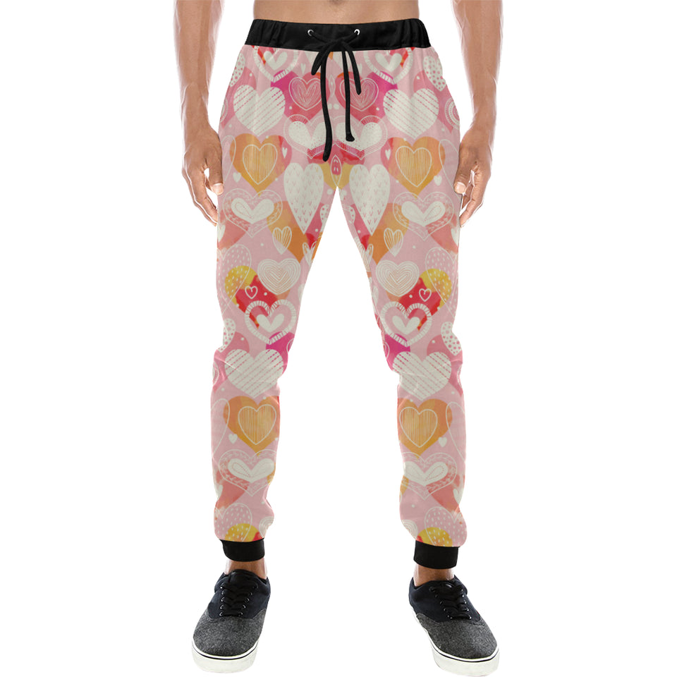 Hand drawn heart design pattern Unisex Casual Sweatpants