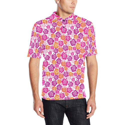 Hibiscus Pattern Print Design 01 Men's All Over Print Polo Shirt