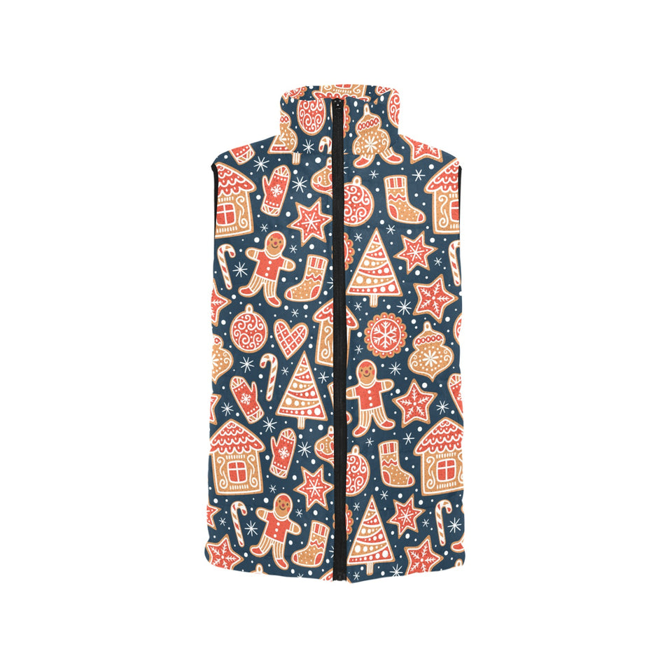 Christmas gingerbread cookie pattern Women's Padded Vest