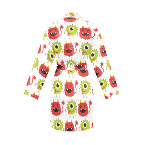 Alien Pattern Print Design 05 Women's Long Sleeve Belted Night Robe