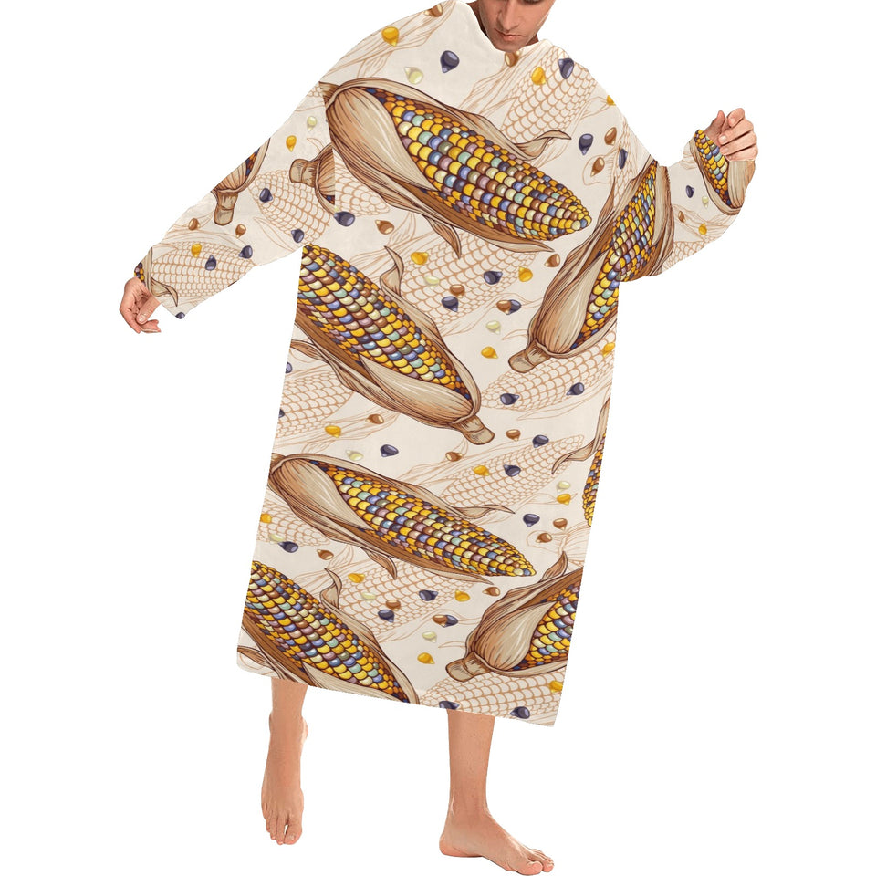 Corn Pattern Print Design 03 Blanket Robe with Sleeves