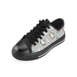 Cute Penguin christmas pattern Men's Low Top Canvas Shoes Black