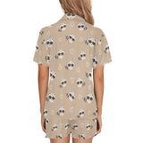 Cute raccoon heart pattern Women's V-Neck Short Pajama Set
