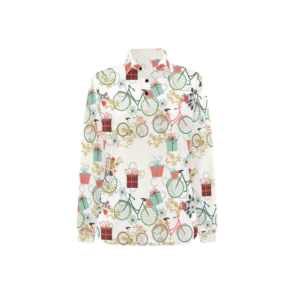 Bicycle Pattern Print Design 05 Women's Long Sleeve Polo Shirt