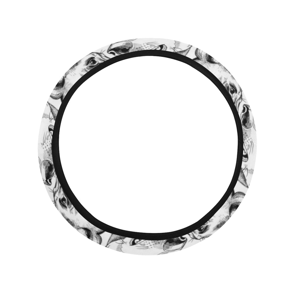 Greyhound Pattern Print Design 01 Car Steering Wheel Cover