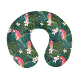 Parrot Palm tree leaves flower hibiscus pattern U-Shaped Travel Neck Pillow
