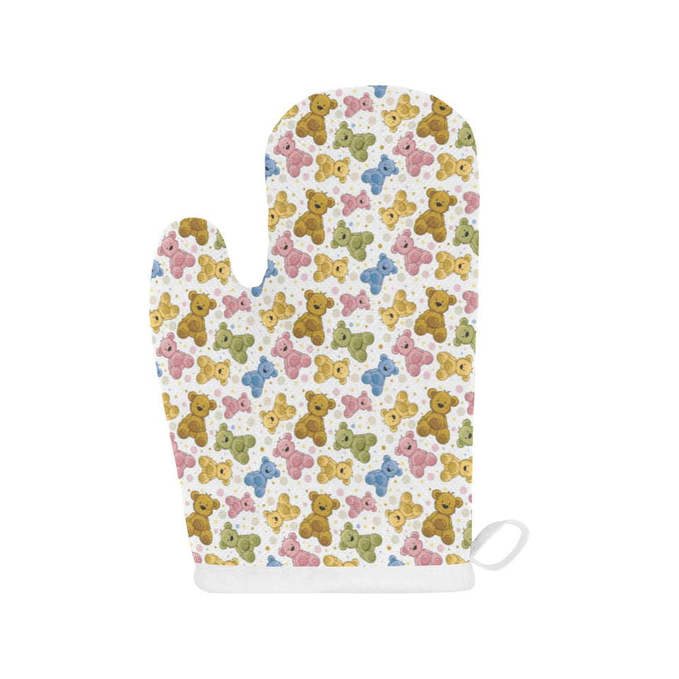Teddy Bear Pattern Print Design 01 Heat Resistant Oven Mitts