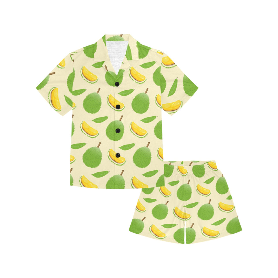 Durian pattern Kids' Boys' Girls' V-Neck Short Pajama Set