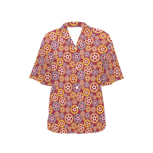 Gear Pattern Print Design 04 Women's All Over Print Hawaiian Shirt