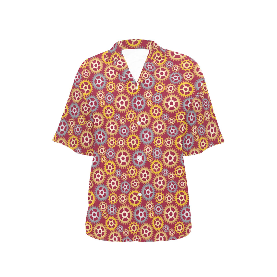Gear Pattern Print Design 04 Women's All Over Print Hawaiian Shirt