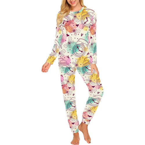 Clock butterfly pattern Women's All Over Print Pajama Set