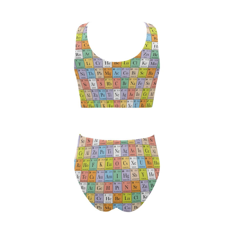 Chemistry Periodic Table Pattern Print Design 01 Chest Bowknot High Waisted Bikini Swimsuit