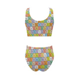 Chemistry Periodic Table Pattern Print Design 01 Chest Bowknot High Waisted Bikini Swimsuit