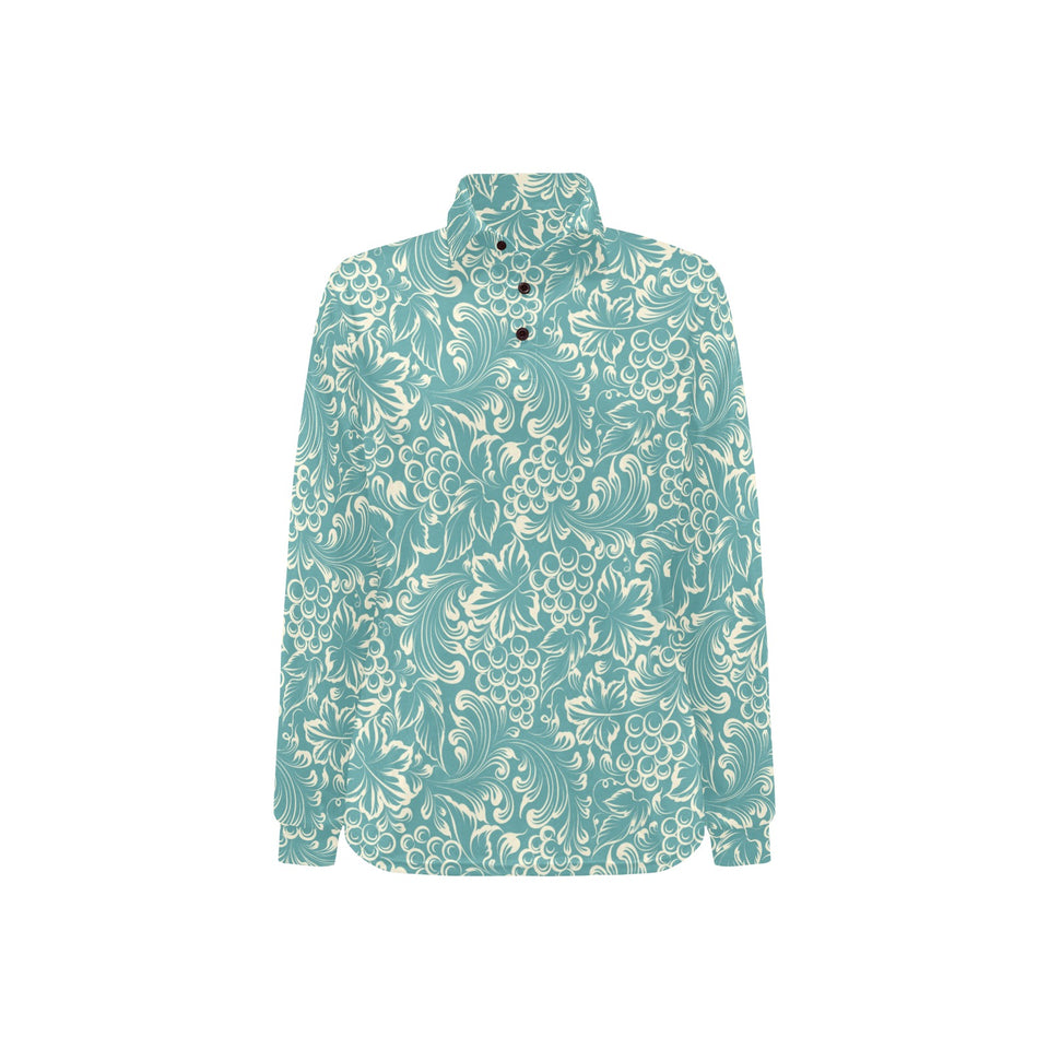 Classic Hand drawn Grape pattern Women's Long Sleeve Polo Shirt