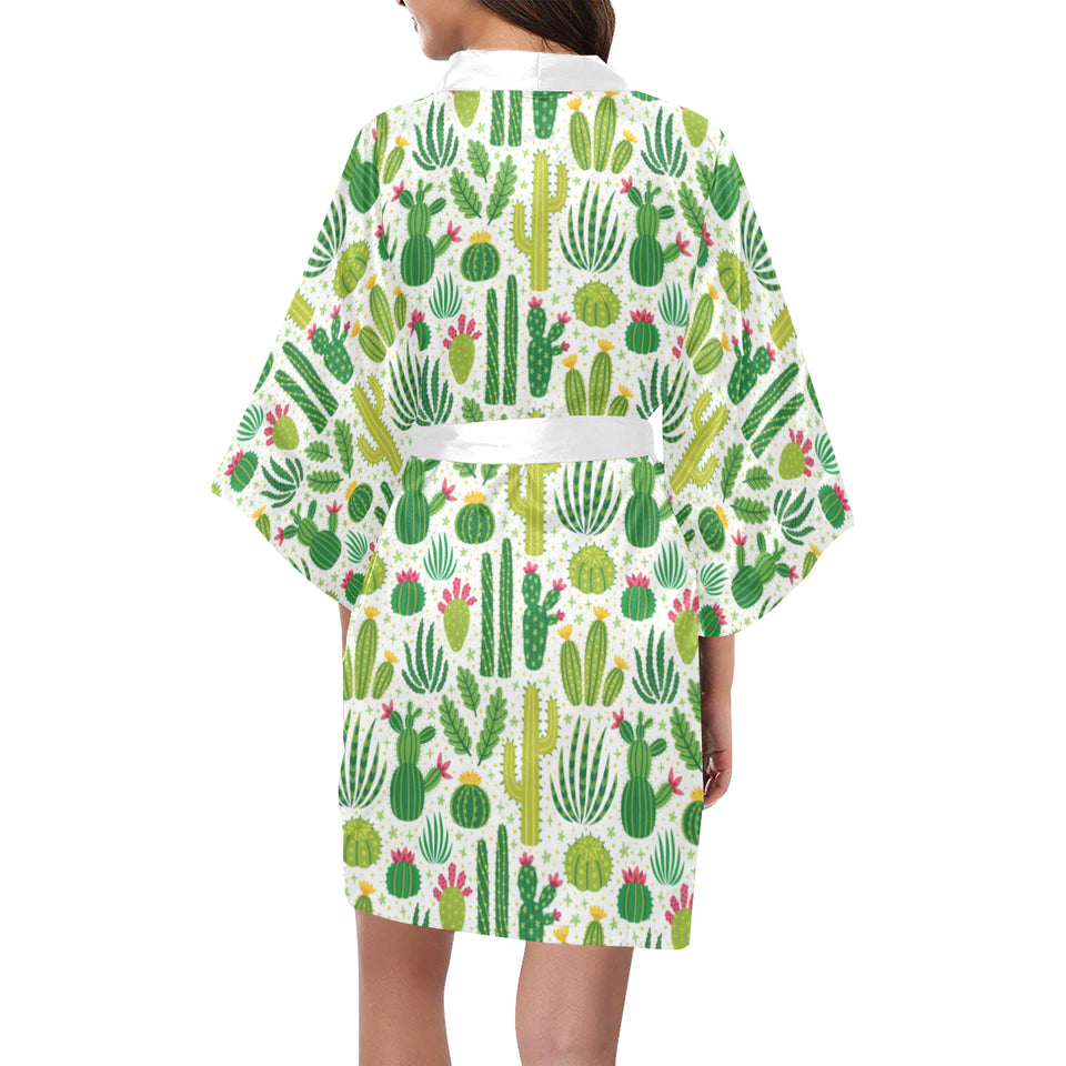 Cactus pattern copy Women's Short Kimono Robe
