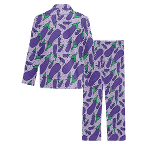 Eggplant Pattern Print Design 03 Men's Long Pajama Set