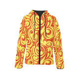 Fire flame design pattern Women's Padded Hooded Jacket