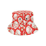 Cute Maneki neko cat red background Unisex Bucket Hat