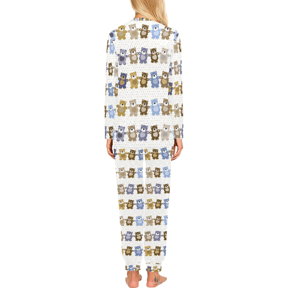 Teddy Bear Pattern Print Design 02 Women's All Over Print Pajama Set