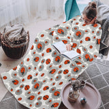 Ladybug Pattern Print Design 05 Blanket Robe with Sleeves