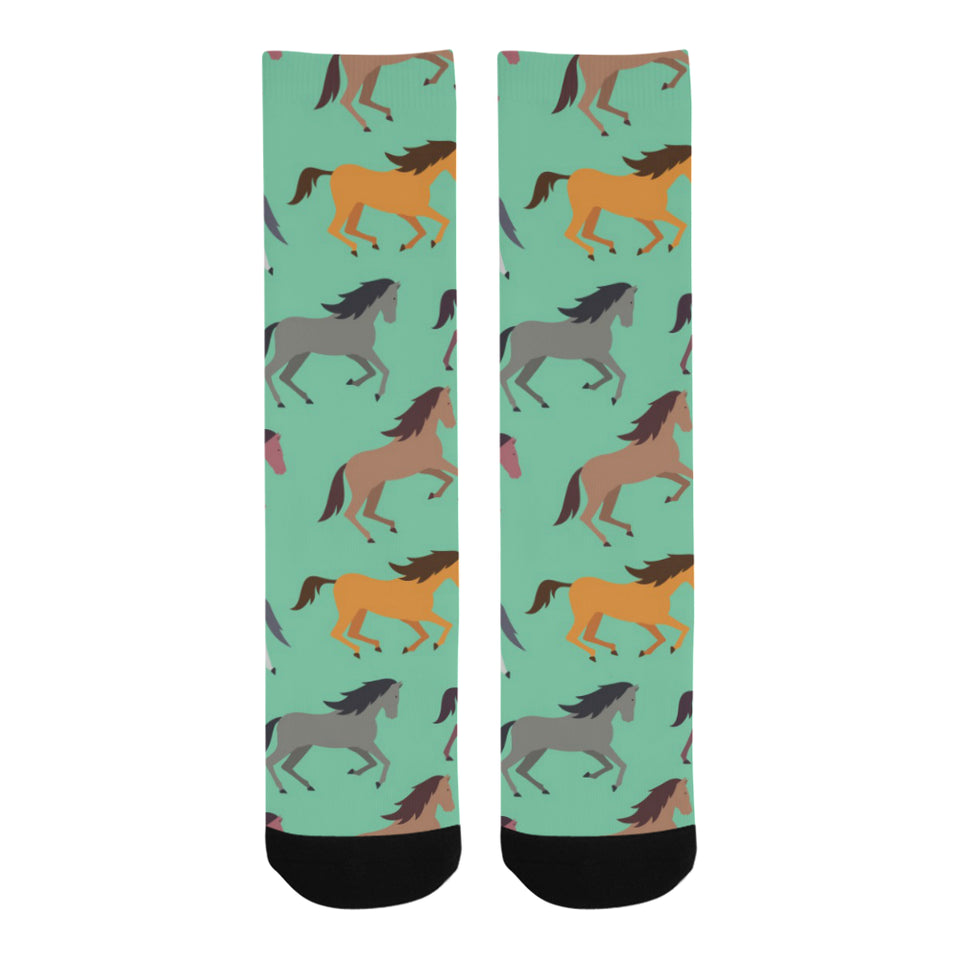 Colorful horses pattern Crew Socks