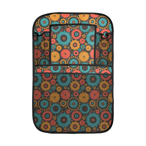 Gear Pattern Print Design 01 Car Seat Back Organizer