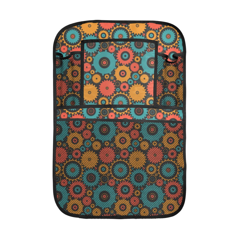 Gear Pattern Print Design 01 Car Seat Back Organizer