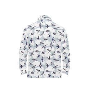 Swallow Pattern Print Design 05 Men's Long Sleeve Polo Shirt