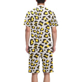 Gray Leopard print pattern Men's V-Neck Short Pajama Set
