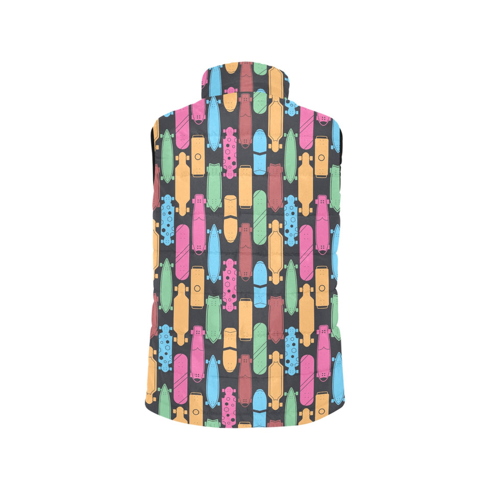 Skate Board Pattern Print Design 02 Women's Padded Vest