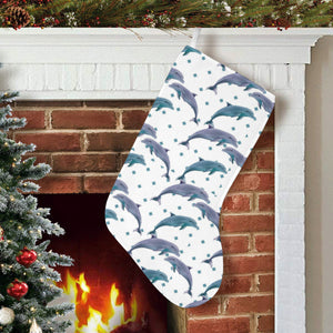 Dolphins pattern dotted background Christmas Stocking