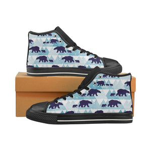 polar bear winter snow pattern Women's High Top Canvas Shoes Black
