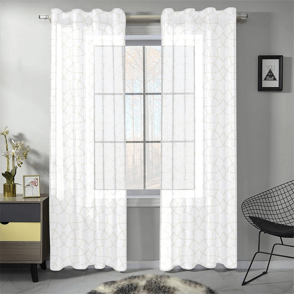 arabic white pattern Gauze Curtain