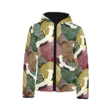 Japanese cranes flying forest dot pattern Kids' Boys' Girls' Padded Hooded Jacket