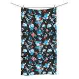 Skull flower roses leave pattern Bath Towel