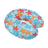 Blue red orange starfish pattern U-Shaped Travel Neck Pillow