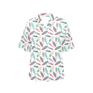 Surfboard Pattern Print Design 04 Women's All Over Print Hawaiian Shirt