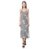 Spider web cobweb design color pattern V-Neck Open Fork Long Dress