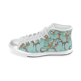 Monkey Palm tree background Women's High Top Canvas Shoes White