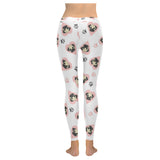 Cute pugs pink heart paw pattern Women's Legging Fulfilled In US