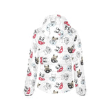 French bulldog cup paw pattern Women's Padded Hooded Jacket