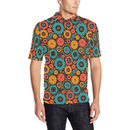 Gear Pattern Print Design 01 Men's All Over Print Polo Shirt