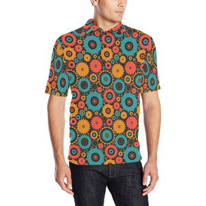 Gear Pattern Print Design 01 Men's All Over Print Polo Shirt