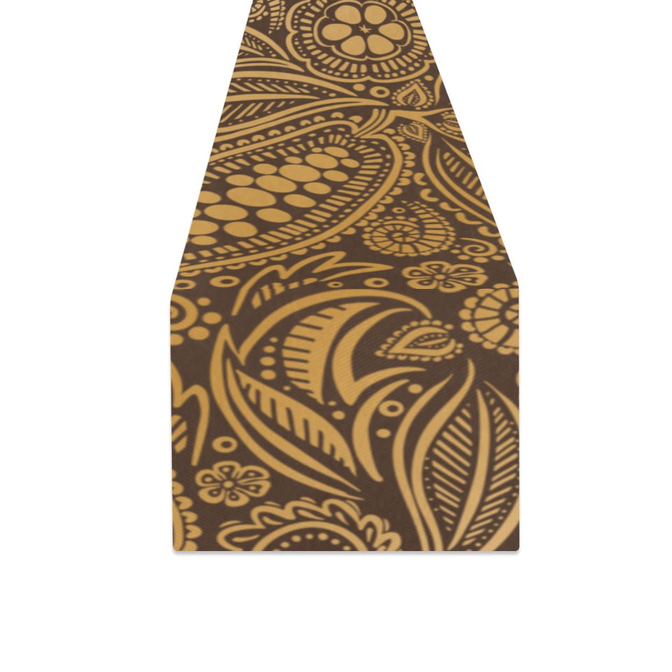 cacao beans tribal polynesian pattern background Table Runner